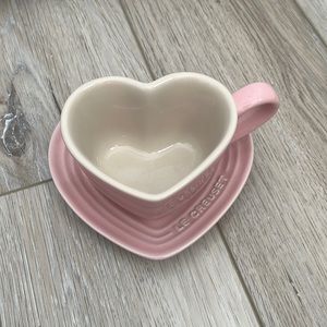 Le Creuset pink heart mug and saucer